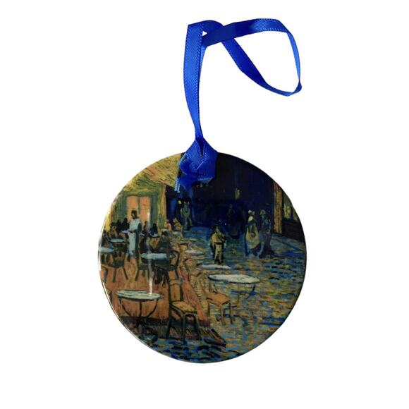 Van Gogh Cafe Terrace Keepsake Ornament RainCaper Double Sided 3" Porcelain NEW - Picture 2 of 6